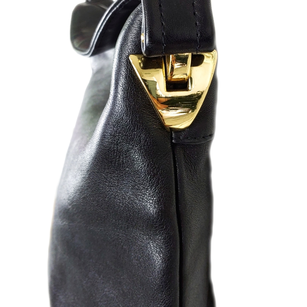 Tignanello Soft Black Leather Fold Over Shldr Bag - Picture 5 of 7